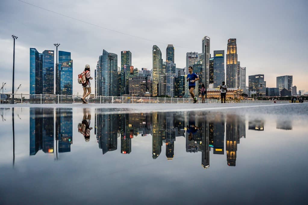 Singapore city skyline.