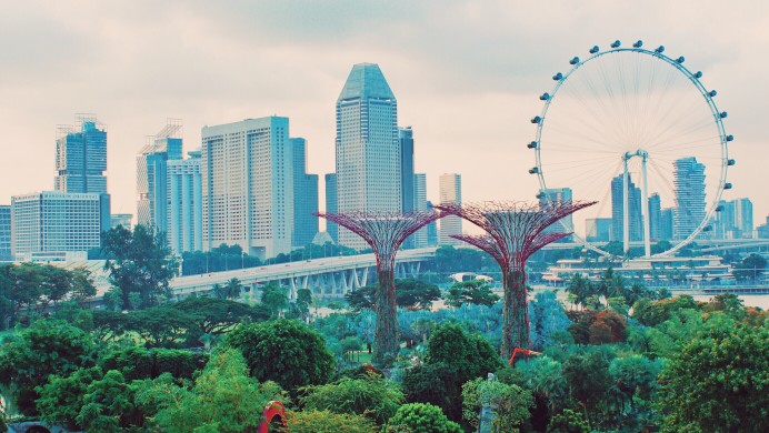 Downtown Core District overlooking from Marina Bay.