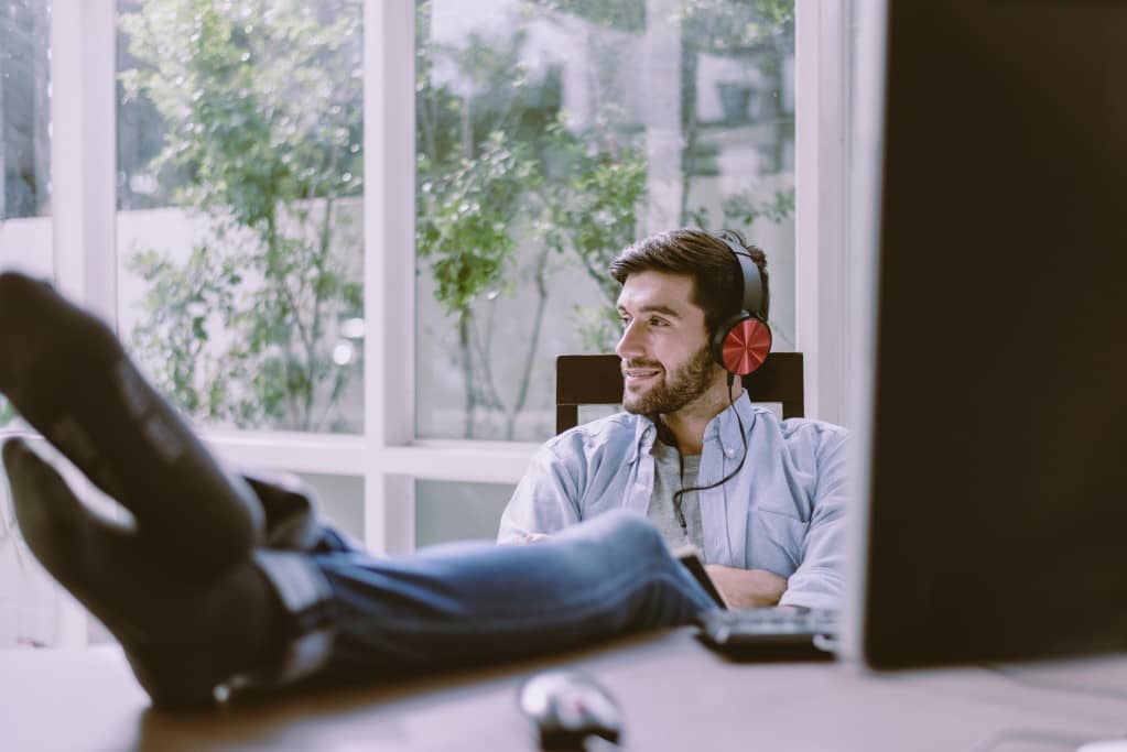 An entrepreneur in a flexible office.