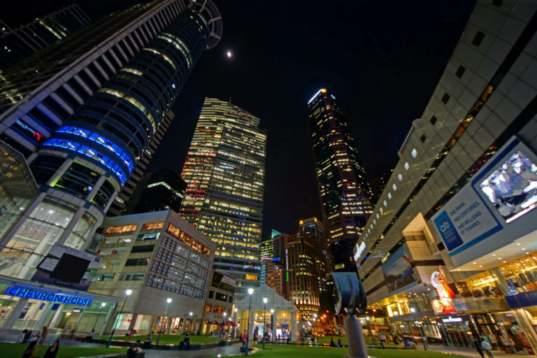 Raffles Place Singapore at night   20120629 1 1