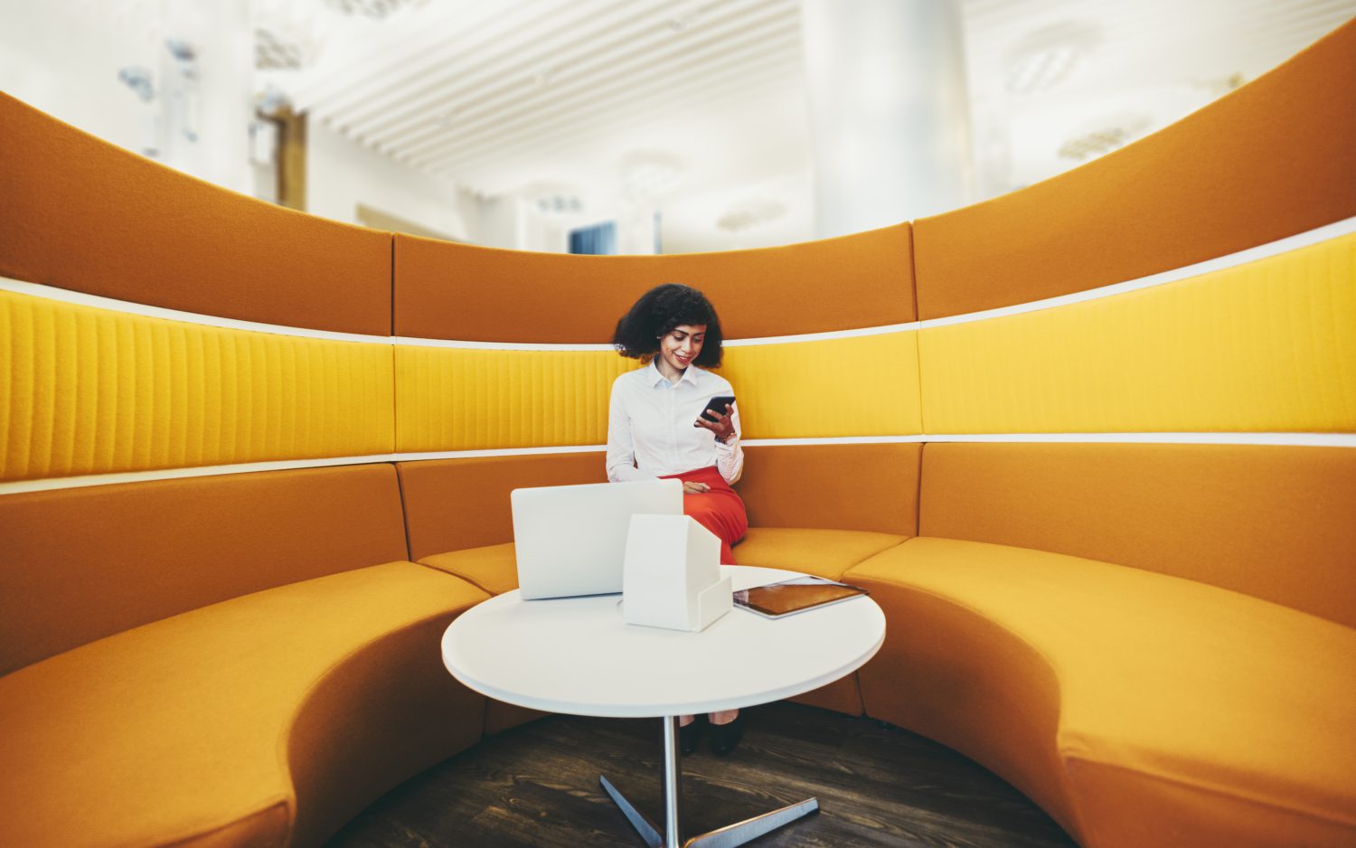 young elegant woman businesswoman using smartphone phone