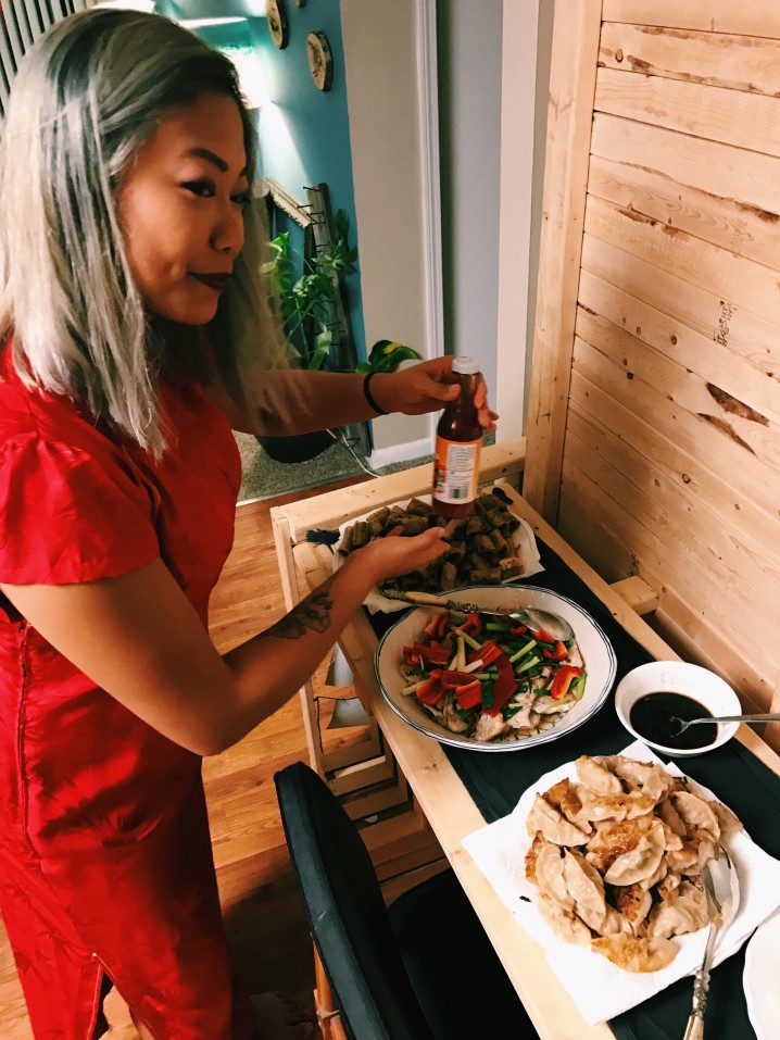 cooking food together during the chinese new year celebrations