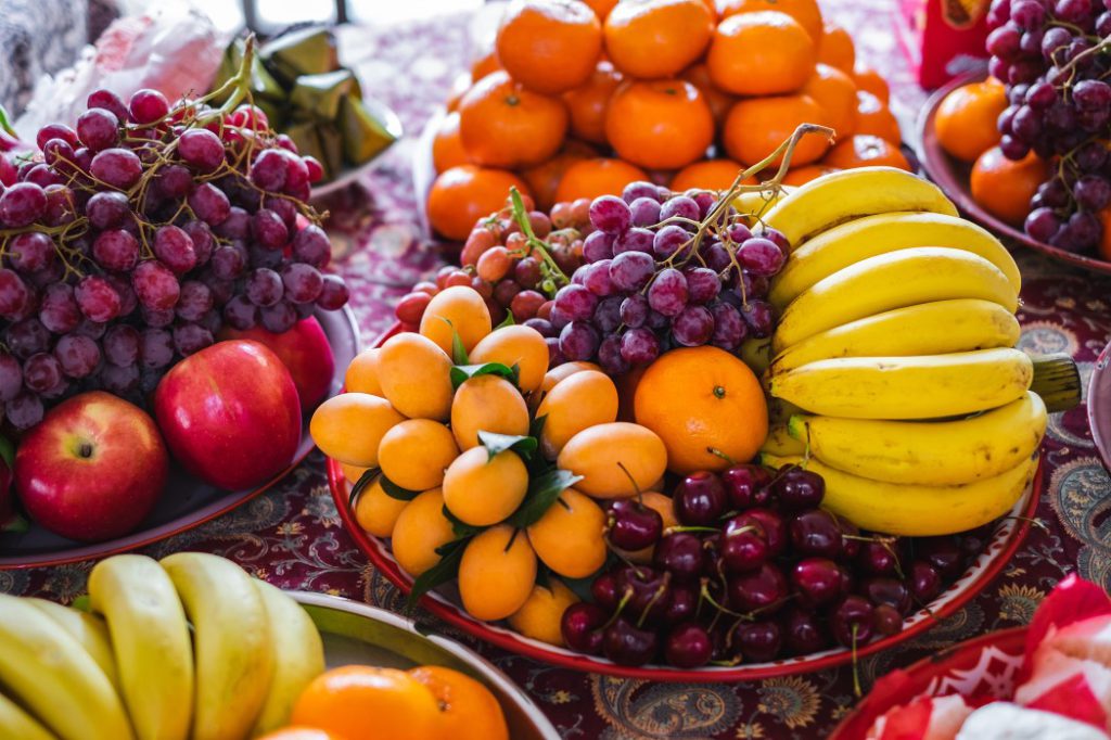 fruit trays laid out during chinese new year celebrations in singapor