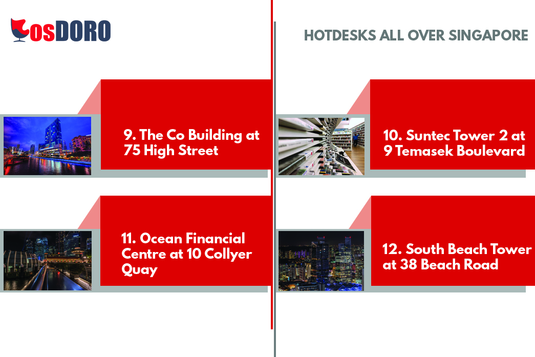 osdoro 20 hotdesks all over singapore - high street, temasek boulevard, collyer quay, beach road